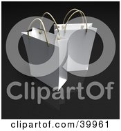 Clipart Illustration Of Two White 3d Gift Bags On A Black Background by Frank Boston