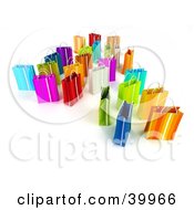 Clipart Illustration Of Scattered 3d Colorful Shopping Bags On A Background With Shading by Frank Boston
