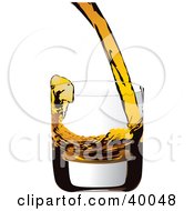 Poster, Art Print Of Whiskey Or Apple Juice Pouring Into A Clear Glass