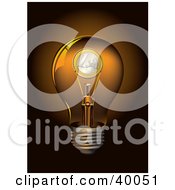 Euro Coin Inside A Transparent Light Bulb