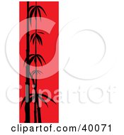 Clipart Illustration Of Stalks Of Black Silhouetted Bamboo On A Half Red Half White Background