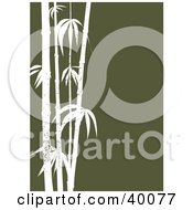 Clipart Illustration Of Grunge Textured Stalks Of White Silhouetted Bamboo On A Green Background