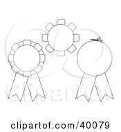 Clipart Illustration Of Three Blank Black And White Cut And Color Award Ribbons by C Charley-Franzwa