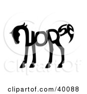 Poster, Art Print Of The Word Horse Spelled Out And Forming The Shape Of A Horses Body
