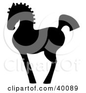 Poster, Art Print Of Proud Black Silhouetted Oriental Horse In Profile