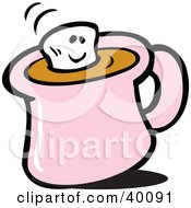Smiling Marshmallow Floating In Hot Chocolate