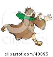 Poster, Art Print Of Running Stressed Out Christian Monk In A Habit