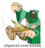 Poster, Art Print Of Defensive Christian Monk In A Habit Fighting With A Dagger