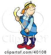 Clipart Illustration Of A Girl In A Private School Uniform Playing Field Hockey