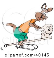 Poster, Art Print Of Kangaroo Playing With A Stick Pony