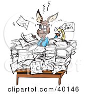Poster, Art Print Of Busy Kangaroo Office Worker Buried In Paperwork At His Desk