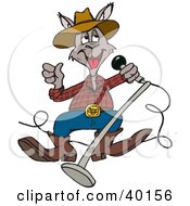 Clipart Illustration Of A Country Singer Kangaroo Dancing With A Microphone by Dennis Holmes Designs