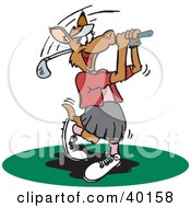 Poster, Art Print Of Female Kangaroo Swinging A Golf Club