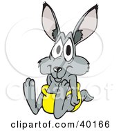 Clipart Illustration Of A Baby Kangaroo Sitting In A Yellow Diaper by Dennis Holmes Designs