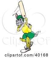 Clipart Illustration Of A Cricket Kangaroo Batting by Dennis Holmes Designs