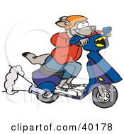 Clipart Illustration Of A Focused Kangaroo Riding A Scooter
