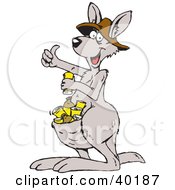 Clipart Illustration Of A Thirsty Kangaroo With A Pouch Full Of Canned Beverages by Dennis Holmes Designs