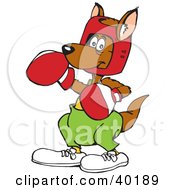 Clipart Illustration Of A Brown Boxing Kangaroo