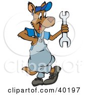 Poster, Art Print Of Kangaroo Handy Man Or Mechanic Holding A Wrench