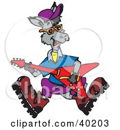 Clipart Illustration Of A Guitarist Kangaroo Playing An Electric Guitar by Dennis Holmes Designs
