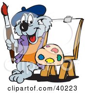 Clipart Illustration Of A Koala Artist Standing With Paints And An Easel