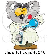 Clipart Illustration Of A Mad Koala Scientist Mixing A Concoction by Dennis Holmes Designs
