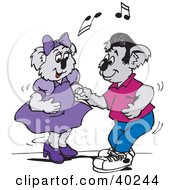 Clipart Illustration Of A Koala Couple Dancing On A Dance Floor by Dennis Holmes Designs
