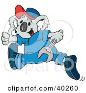 Clipart Illustration Of A Koala Mechanic Running With A Wrench