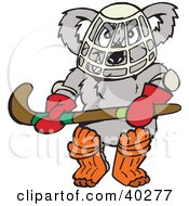 Poster, Art Print Of Koala Hockey Goalie Holding A Stick