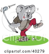 Poster, Art Print Of Golfing Koala Swinging A Club