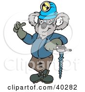 Poster, Art Print Of Koala Construction Worker Leaning Against A Drill