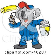 Koala Painter With A Roller And Bucket