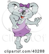 Clipart Illustration Of A Happy Female Koala Dancing by Dennis Holmes Designs