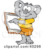 Poster, Art Print Of Koala Student Pointing To An Open Book