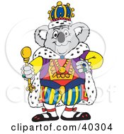 Poster, Art Print Of Koala King In Luxurious Robes And A Crown Holding A Staff