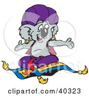 Koala Aladdin Flying On A Magic Carpet