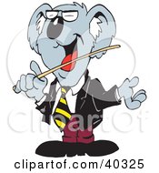 Clipart Illustration Of A Koala Professor Laughing And Holding A Pointer Stick