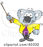 Clipart Illustration Of A Koala Professor Using A Pointer Stick
