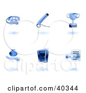 Clipart Illustration Of Shiny Blue Business Icons