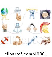 Clipart Illustration Of Shiny Colorful Strength Icons by AtStockIllustration