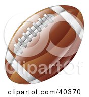 Poster, Art Print Of Shiny Brown American Football With Stitches And Stripes