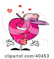 Poster, Art Print Of Swooning Pink Lady Heart Wearing A Hat
