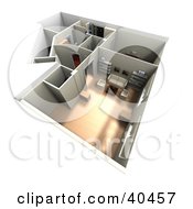 Clipart Illustration Of A 3d Furnished Home Interior Floor Plan