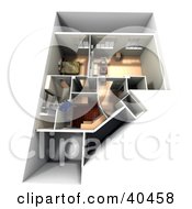 Clipart Illustration Of A 3d Home Interior Floor Plan With Furniture