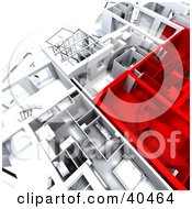Clipart Illustration Of Red And White 3d House Floor Plans by Frank Boston #COLLC40464-0095