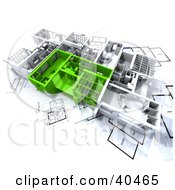 Clipart Illustration Of Green And White 3d Apartment With Room Plans by Frank Boston #COLLC40465-0095