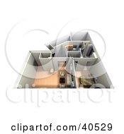 Clipart Illustration Of An Aerial View Of A Furnished 3d Home Interior by Frank Boston