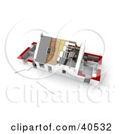 Clipart Illustration Of A 3d Residential Home With Roofing And Insulation Being Installed by Frank Boston #COLLC40532-0095