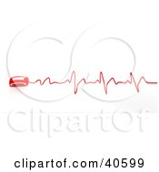 Clipart Illustration Of A Red 3d Computer Mouse With A Wavy Heart Rate Monitor Graph