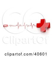 Clipart Illustration Of A Red Cross Connected To A Computer Mouse With Heart Monitor Waves